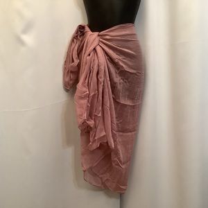 Large Shawl Sarong Scarf Beachy Resort Oversized Cotton Linen Mauve